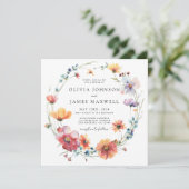 Elegante Summer Wildblume Square Wedding Einladung (Stehend Vorderseite)