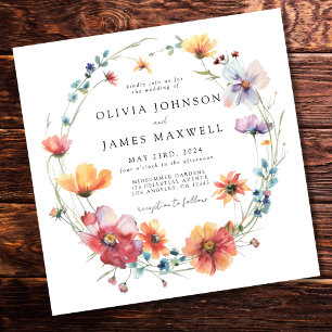 Elegante Summer Wildblume Square Wedding Einladung