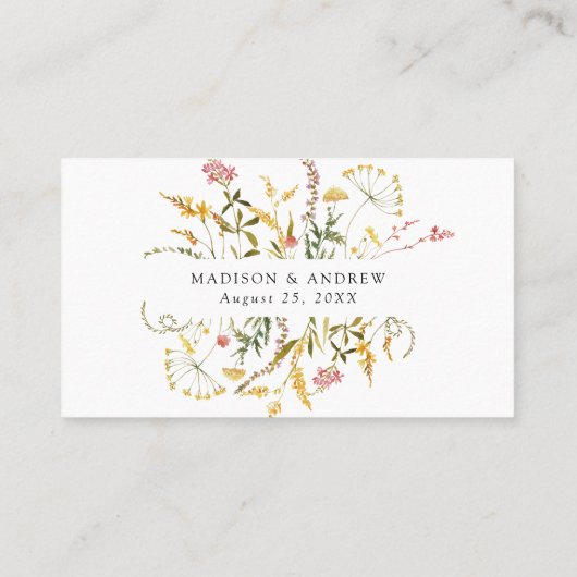 Elegante Summer Wildblume Wedding Platzkarte (Rückseite)