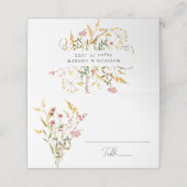 Elegante Summer Wildblume Wedding Platzkarte (Außenseite Aufgefaltet)
