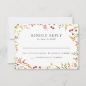 Elegante Summer Wildblume Wedding RSVP Karte (Vorderseite)
