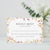 Elegante Summer Wildblume Wedding RSVP Karte (Stehend Vorderseite)