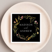 Elegante Summer Wildblume Wreath Black Wedding Serviette