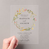 Elegante Summer Wildblume Wreath Wedding Acryleinladungen (Insitu (Handheld))
