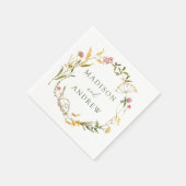 Elegante Summer Wildblume Wreath Wedding Serviette (Ecke)