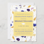 Elegante Summer Wildblumen - Abschluss Einladung (Vorderseite)