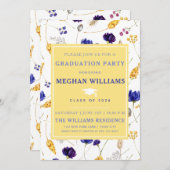 Elegante Summer Wildblumen - Abschluss Einladung (Vorne/Hinten)