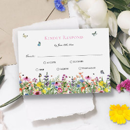 Elegante Summer Wildblumen Hochzeit RSVP Karte