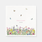 Elegante Summer Wildblumen Hochzeit Serviette (Vorderseite)