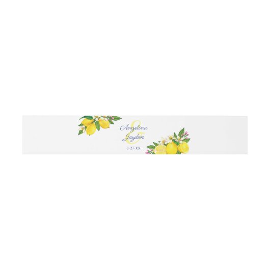 Elegante Summer Yellow Lemon Wedding Einladungsbanderole (Flach)