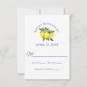 Elegante Summer Yellow Lemon Wedding RSVP Karte (Vorderseite)