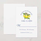 Elegante Summer Yellow Lemon Wedding RSVP Karte (Vorne/Hinten)