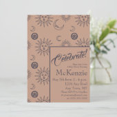 Elegante Sun- und Moon Celestial Baby Shower Einladung (Stehend Vorderseite)