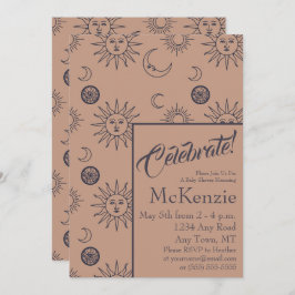 Elegante Sun- und Moon Celestial Baby Shower Einladung