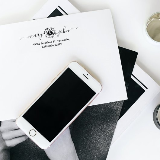 Elegante Sunflower Script Couple-Rücksendeadresse Gummistempel