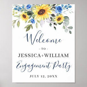 Elegante Sunflowers Eukalyptus Engagement Party Poster