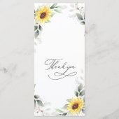 Elegante Sunflowers Grüne Hochzeitskarte Menükarte (Rückseite)