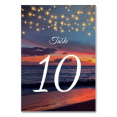 Elegante Sunset Beach String Light Summer Wedding Tischnummer (Rückseite)