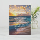 Elegante Sunset Beach Summer Engagement Party Einladung (Stehend Vorderseite)