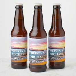 Elegante Sunset Beach Tropical Summer Elegante Bierflaschenetikett