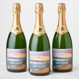 Elegante Sunset Beach Tropical Summer Elegante Schaumweinetikett