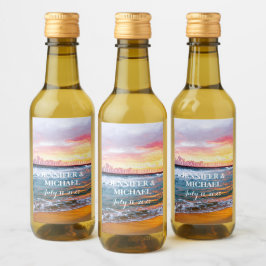 Elegante Sunset Beach Tropical Summer Elegante Weinetikett