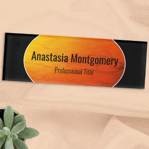 Elegante Sunset Orange Kunst, Dichtung und Musik Namenschild