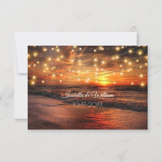 Elegante Sunset Summer Beach Wedding RSVP Card Einladung (Rückseite)