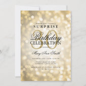 Elegante SURPRISE 30. Geburtstag Glam Gold Lights Einladung (Vorderseite)