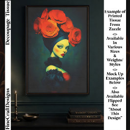 Elegante Surreal Botanische Frau FK6R Decoupage Seidenpapier