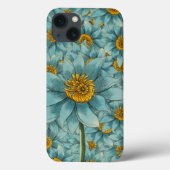 Elegante Surreal Sonnenblume Aquamarin Gelbe Blüte Case-Mate iPhone Hülle (Rückseite)