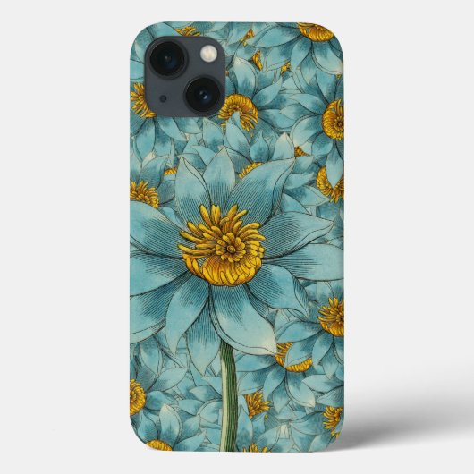 Elegante Surreal Sonnenblume Aquamarin Gelbe Blüte Case-Mate iPhone Hülle (Rückseite)