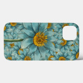 Elegante Surreal Sonnenblume Aquamarin Gelbe Blüte Case-Mate iPhone Hülle (Rückseite (Horizontal))
