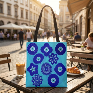 Elegante süße blaue Böser-Blick-Motive für Glück Tasche