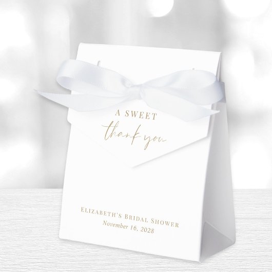 Elegante Süße Danke Weiß Gold Brautparty Geschenkschachtel