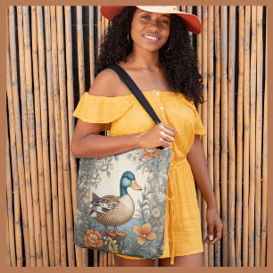 Elegante süße dicke Ente Vintage-Blumen Tasche