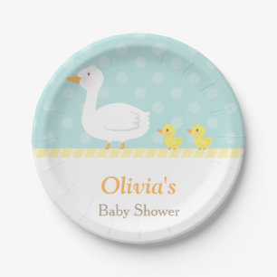 Elegante süße Enten-Zwillinge Baby Shower Partyart Pappteller