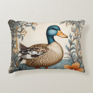 Elegante süße fette Ente Vintage-Blumen Dekokissen