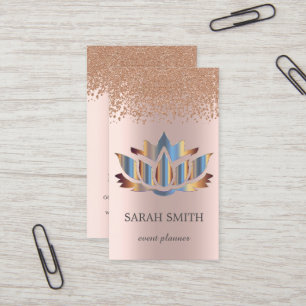 Elegante Süße Roségold Diamanten Lotus Visitenkart Visitenkarte