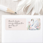 Elegante Swan Floral Pink Ribbon Rücksendeadresse (Insitu)
