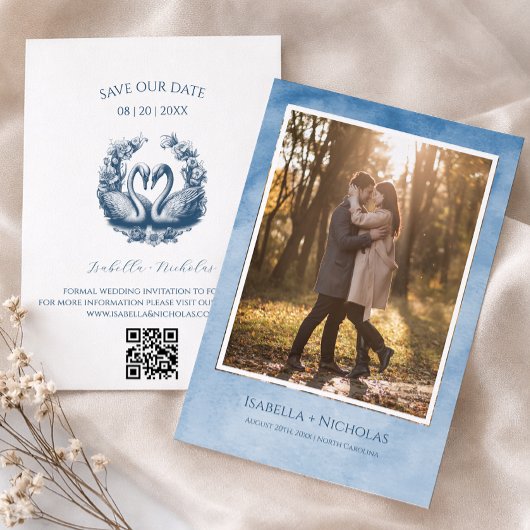 Elegante Swan Foto Save the Date Karte