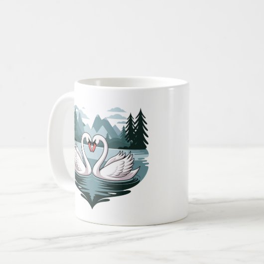 Elegante Swan Heart Design Tasse - Valentines Gesc (Vorderseite Links)