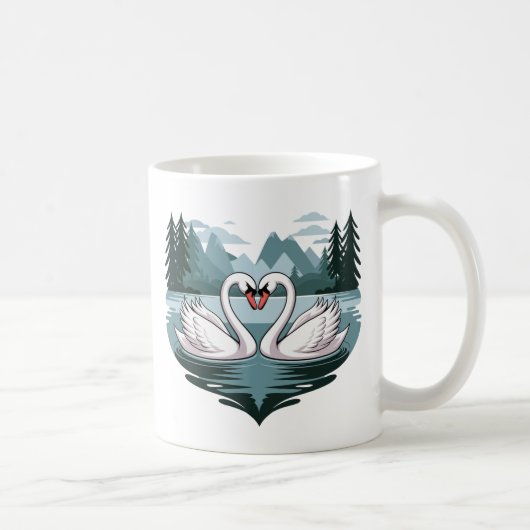 Elegante Swan Heart Design Tasse - Valentines Gesc (Rechts)
