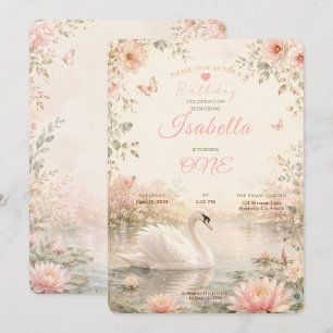 Elegante Swan Lake Geburtstagsfeier Einladung
