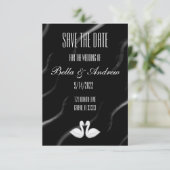 Elegante Swan Save the Date Card RSVP Karte (Stehend Vorderseite)