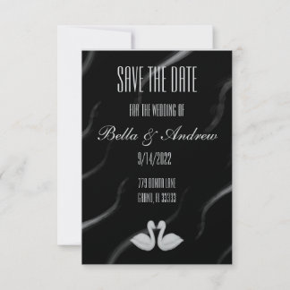 Elegante Swan Save the Date Card RSVP Karte