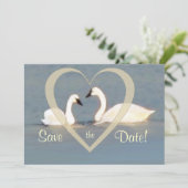 Elegante Swans Ankündigung Datum freihalten (Stehend Vorderseite)