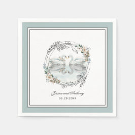 Elegante Swans Hochzeit mit floraler Wasserfarbe Serviette