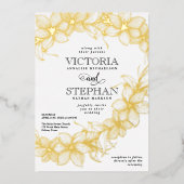 Elegante Sweeping Floral Botanical Spring Wedding Folieneinladung (Vorderseite)