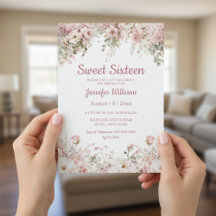 elegante Sweet 16 Geburtstag Wasserfarbe rosa flor